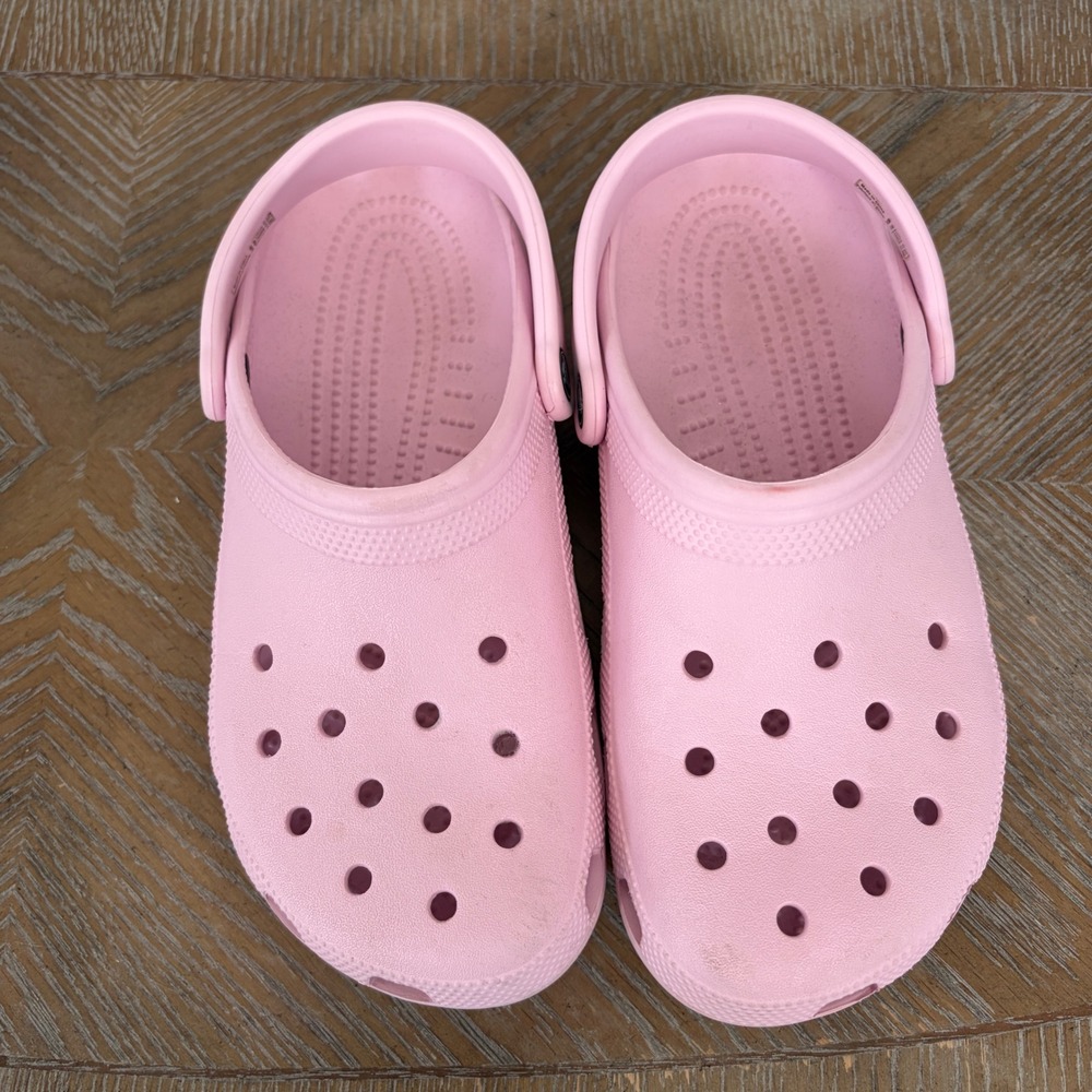 Crocs Classic Clog Pink Slip On Womens 9 Mens 7 Comfort Shoes Summer Casual - Picture 4 of 10